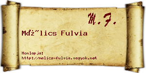 Málics Fulvia névjegykártya